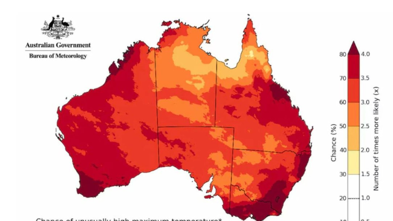 Warmer than average winter temperatures are forecast. Picture: Bureau of Meteorology.