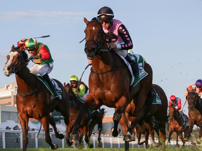 Miss Leonidas takes out the Bel Esprit Stakes. Picture: AAP