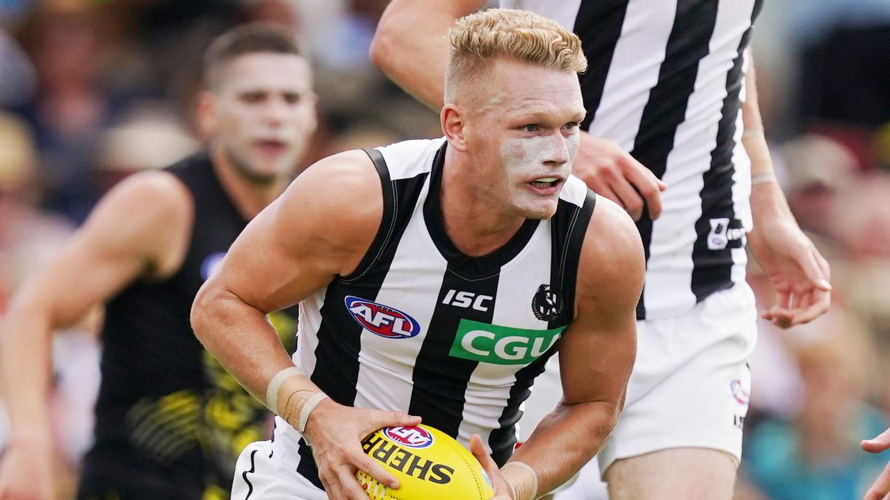 Adam Treloar is an unlikely starter for Round 1 after injuring his hamstring. Picture: AAP