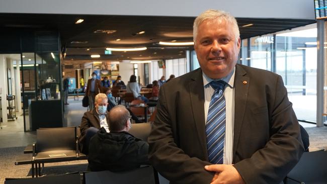 Senator for South Australia Rex Patrick at the official opening of the Mount Gambier Regional Airport. Picture: Jessica Ball.