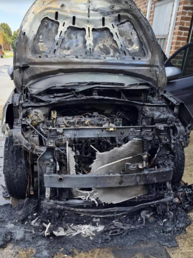 Melbourne man Zane Lewis-Hamilton's Hyundai Tucson was destroyed after catching fire. Picture: Supplied