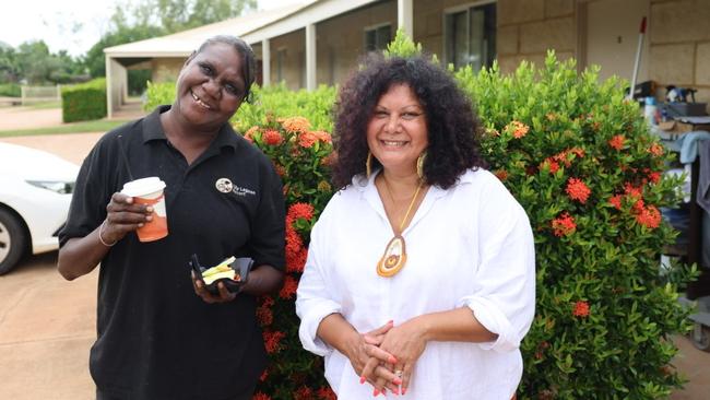 Malarndirri McCarthy with Leah Kingsley, who works at the Lily Lagoon Resort in Kununurra. Kingsley is taking part in the first trial of a real jobs program that Senator McCarthy intends to roll out right across Australia.