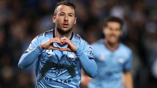 Adam Le Fondre celebrates scoring a penalty goal.