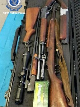 Guns seized during the investigation.