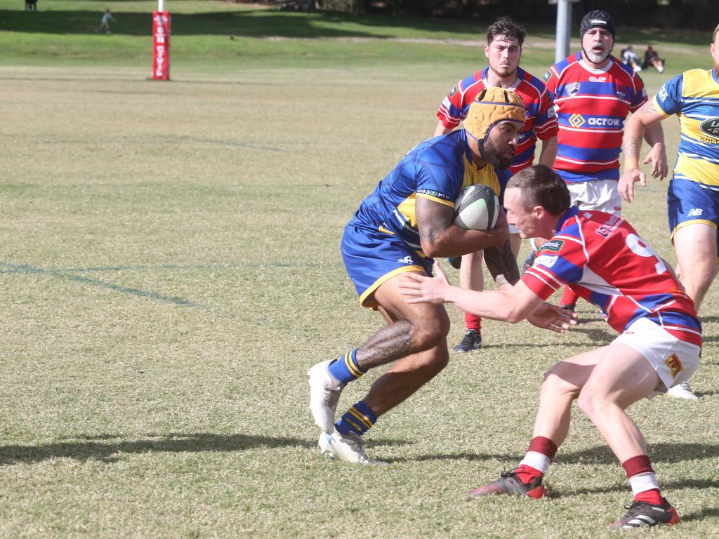 GCDRU round 13 seniors - 2nd grade. Bond Pirates vs. GC Eagles. Aaron Borland. 14 July 2024 Miami Picture by Richard Gosling