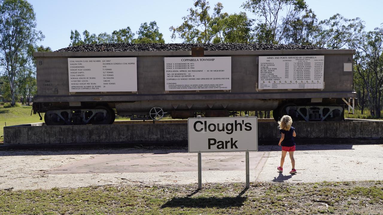 The coal wagon at Clough's Park details the history of the Coppabella township. Picture: Heidi Petith