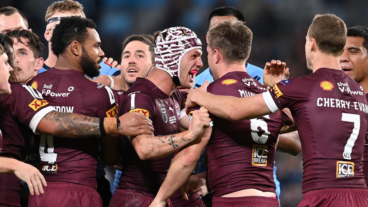 Kalyn Ponga reacts after a Blues mistake. (Photo by Bradley Kanaris/Getty Images)