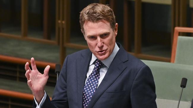 Christian Porter gives his valedictory speech at Parliament House on March 29.