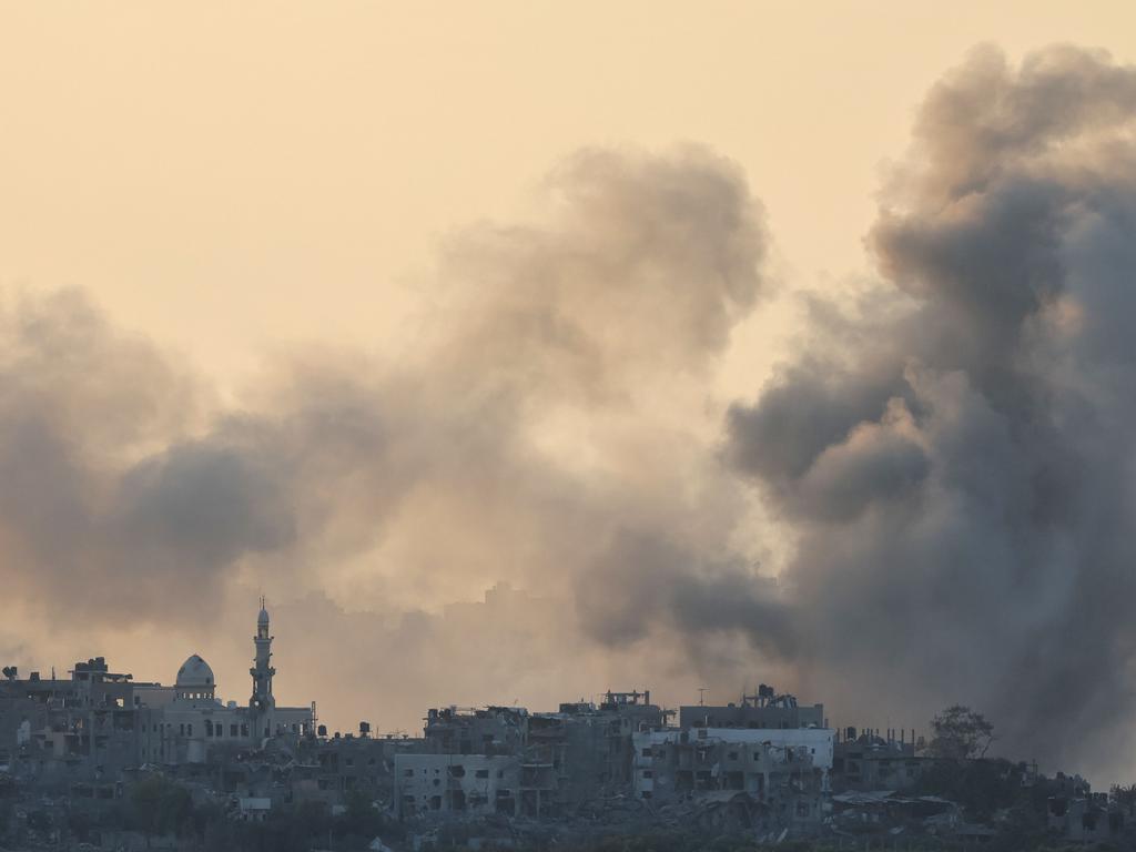 Smoke billowing after Israeli bombardment of an area in the Palestinian enclave. Picture: AFP