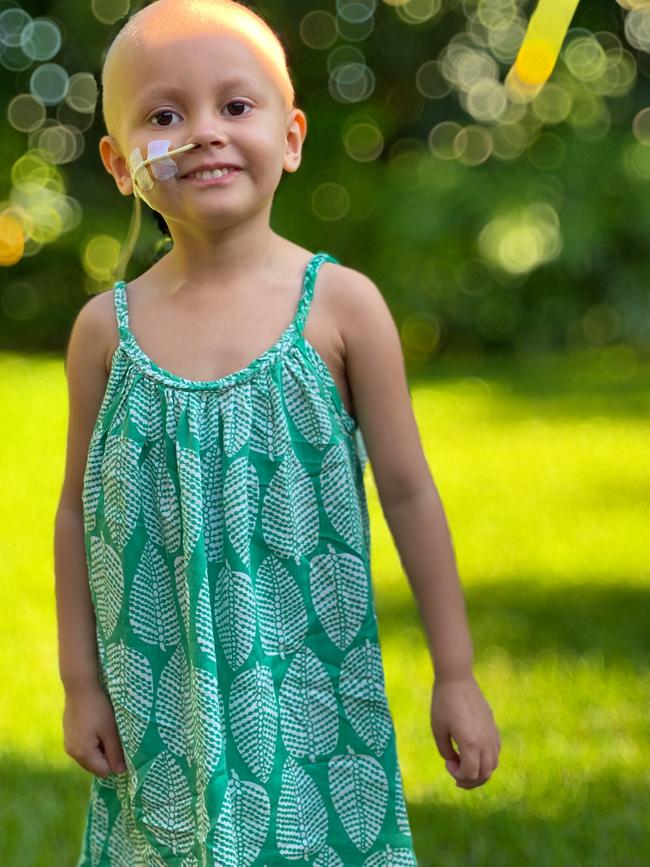 Four-year-old Scout Pedersen who has high risk pre-B acute lymphoblastic leukaemia