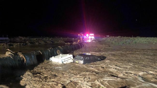 Paramedics rescued two owners and five greyhounds in flash flooding near Tamworth at 2am on Saturday. Picture: Supplied