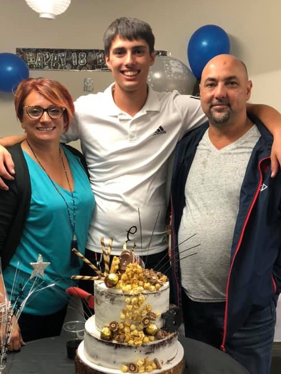 Christopher Cassaniti with his parents on his 18th birthday. Picture: Facebook