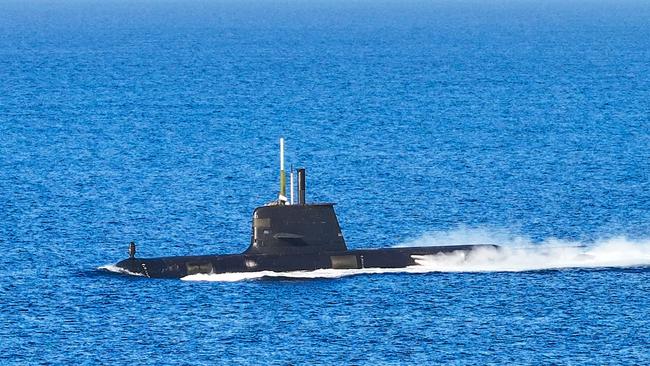 A Royal Australian Navy Collins Class submarine has been spotted off the coast of Queensland. Picture: Blueys Photography