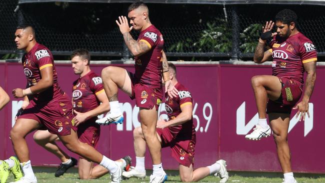 Brisbane Broncos training, Red Hill. Picture: Liam Kidston