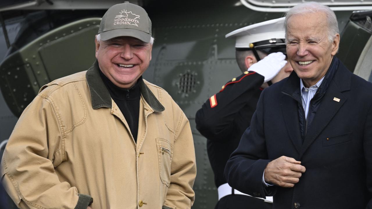 US President Joe Biden with Minnesota Governor Tim Walz. Picture: AFP