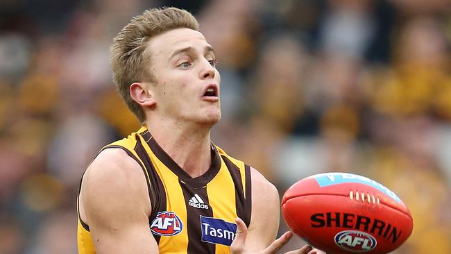 Hawthorn's Harry Morrison is the Round 20 Rising Star. Pic: Michael Klein