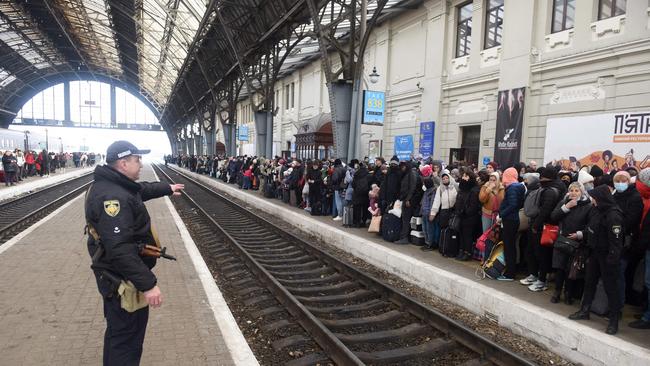 Refugees from all over the strife-torn nation have flooded west to the city of Lviv. Picture: Yuriy Dyachyshyn / AFP.