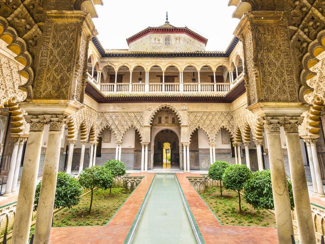 The Royal Alcazar of Seville at the Courtyard of the Maidens. It is the oldest royal palace still in use in Europe, and was the set of the palace in Dorne.