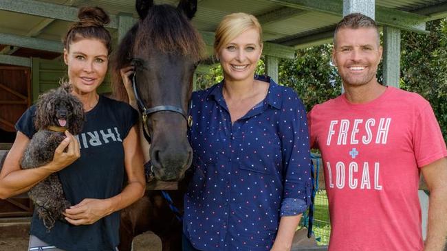 Pete Evans and Nicola Robinson pictured with Johanna Griggs for Friday's episode of Better Homes &amp; Gardens. Photo: Channel 7