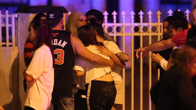 Friends and relatives at the scene on Thursday night. Picture: Wayne Taylor