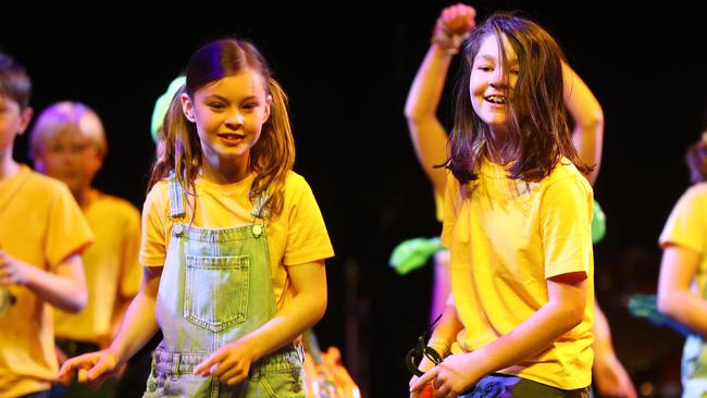 Anglesea Primary School students performing at the Geelong Schools Music and Movement Festival. Picture: Alison Wynd