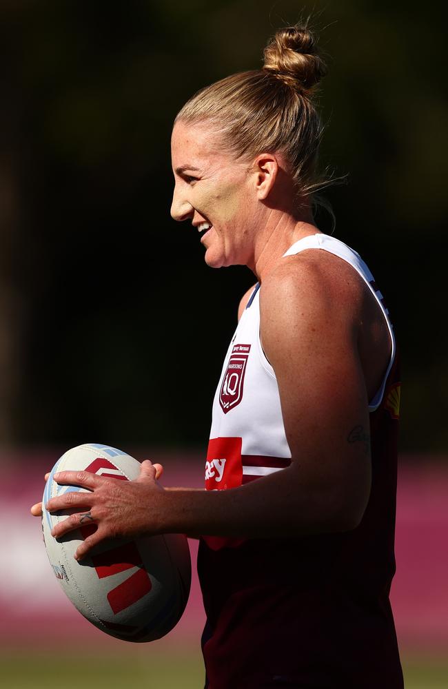 Ali Brigginshaw has joined calls for an earlier kick-off time as well as a full 80-minute game for Women’s State of Origin. (Photo by Chris Hyde/Getty Images)