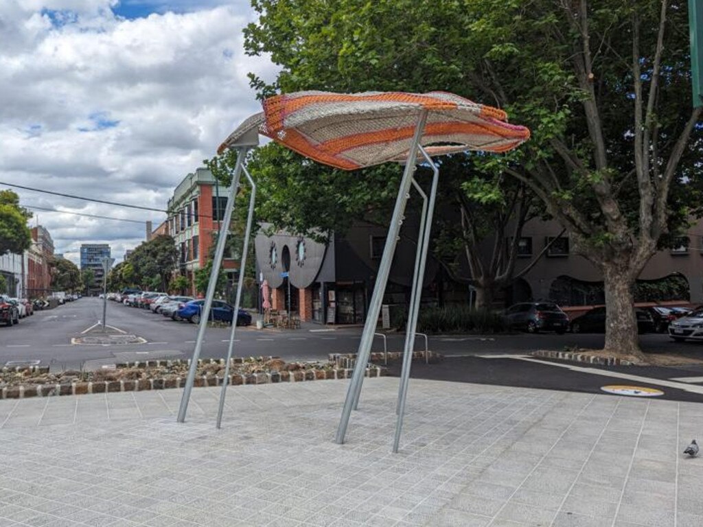 The flying jumpers artwork was installed, but not play equipment.