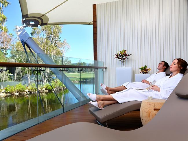 RACV Royal Pines Resort’s One Spa overlooks a tranquil pond.