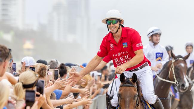 Billy Slater meets the crowd at the Magic Millions Barrier Draw and Beach Run last year - he is returning again for the popular crowd-drawing 2025 instalment. Picture: Luke Marsden.