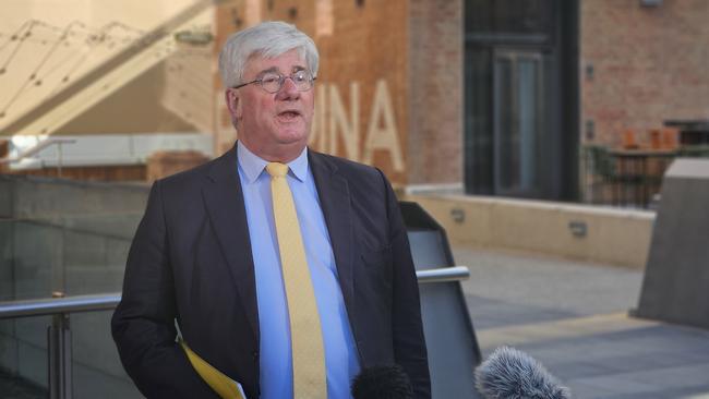 Economist Saul Eslake speaks to the media at Parliament Square in Hobart on Monday, August 19, 2024.