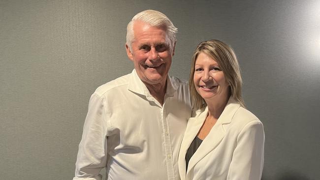 Retained Tweed MP Geoff Provest with his wife at Club Tweed after the election win. Picture: David Bonaddio