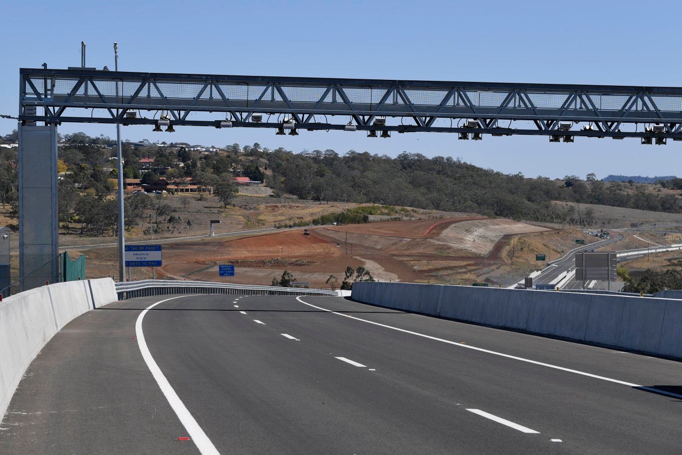 The toll point on the Toowoomba Second Range Crossing during the media preview before opening, Friday, September 6, 2019. Picture: Kevin Farmer