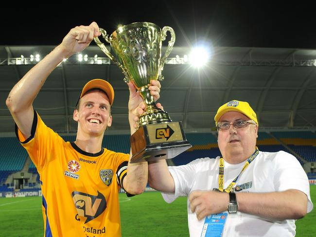 Michael Thwaite with Clive Palmer at Gold Coast United in 2011. Picture: Matt Roberts/Getty Images