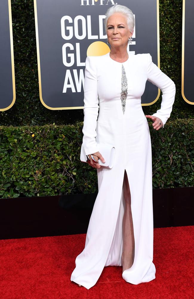 Jamie Lee Curtis looked fabulous - and also kind of like Storm in X-Men? Photo: Valerie Macon/AFP