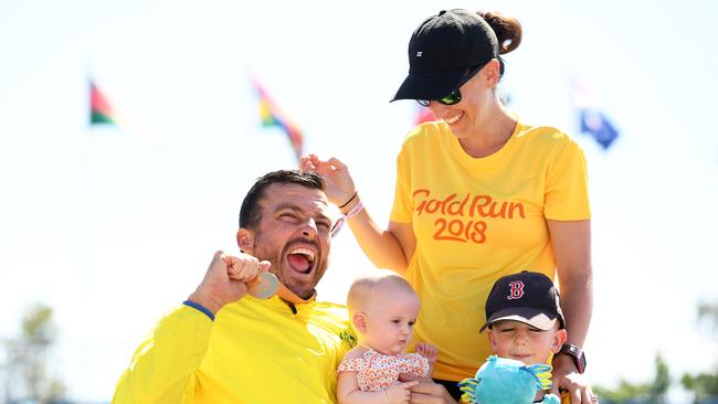 Fearnley celebrates with his family. Picture: Matt Roberts/Getty Images