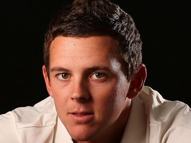29/11/2012 WIRE: PERTH, AUSTRALIA - NOVEMBER 29: Josh Hazlewood poses with a Baggy Green cap during an Australian Test squad portrait session on November 29, 2012 in Perth, Australia. (Photo by Paul Kane/Getty Images) Pic. Getty Images