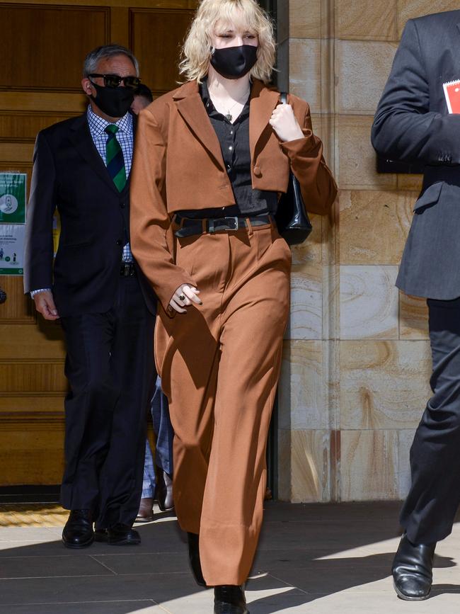 Amelia Hurt leaves the Adelaide Magistrates Court. Picture: NCA NewsWire /Brenton Edwards