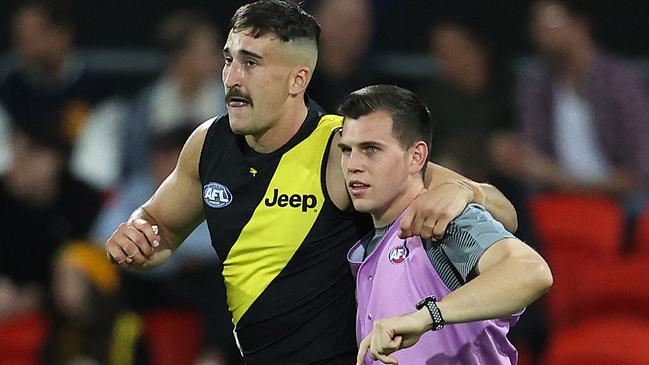 Losing big man Ivan Soldo to a knee injury at the end of the 2020 season left the Tigers short of tall timber in 2021. Picture: Michael Klein