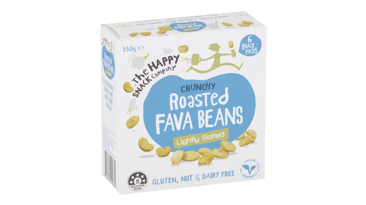 <h3><span>Roasted legumes</span></h3><p><span>You may have seen the growing range of roasted chic pea and fava bean snacks, which are a protein and fibre-rich alternative to chips, for far less fat and calories. With a &frac12; cup serving of roasted legumes offering 4-6g of protein, along with good quality carbs and dietary fibre, even when the legumes are flavoured or even coated in chocolate, they are still much better options nutritionally than most other packaged snacks which are generally ultra-processed.\</span></p><h3><a href="https://www.woolworths.com.au/shop/productdetails/932505/the-happy-snack-company-roasted-fava-beans-lightly-salted" target="_blank" rel="noopener"><span>The Happy Snack Company Roasted Fava Beans Lightly Salted 6 Pack, $6 from woolworths.com.au</span></a></h3>