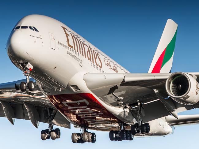 Zurich, Switzerland - June 18, 2017: Airbus A380 of Emirates Airline approaching Zurich airport. Emirates is the largest airline in the Middle East, operating over 3,600 flights per week from its hub at Dubai International Airport, to more than 140 cities in 81 countries across six continents.Escape 26 October 2024Sat MagPhoto - iStock