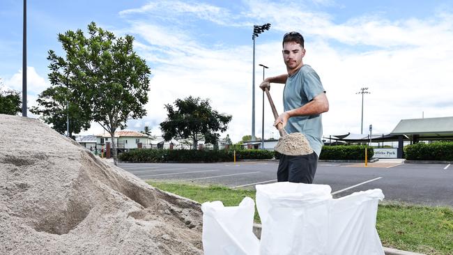 Ben Francoise White filled up some sandbags to protect his property.