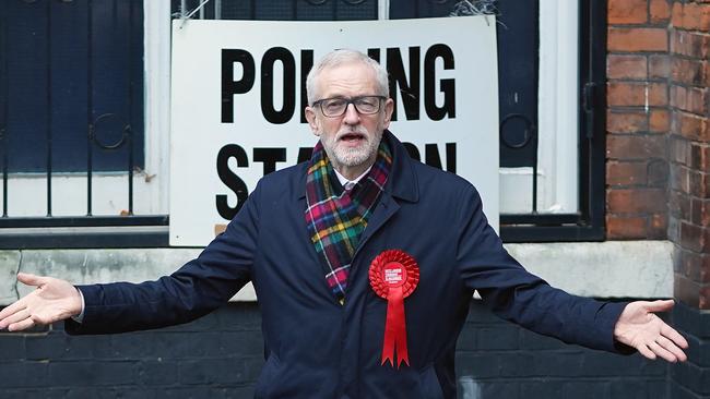 Labour leader Jeremy Corbyn poses outside a polling station. Picture: Peter Summers/Getty