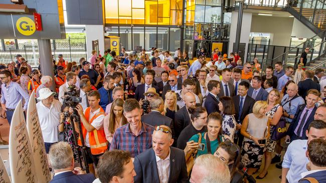 Opening morning of the Stage 2 of the Gold Coast light rail (g:link). The official opening at the new Helensvale Station.  Picture: Jerad Williams