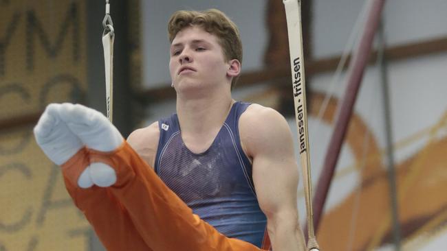 Young gymnast Logan Owen on the rings. Picture: Supplied.