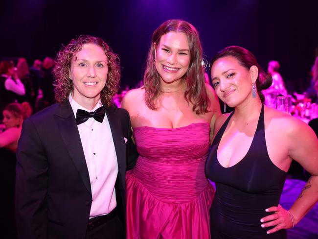 Karina Brown, Christie Perrin and Jess Harlen at Gold Coast Bulletin Women of the Year Awards Presented by Harvey Norman 2024. Picture, Portia Large.