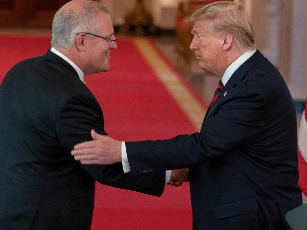 Mr Morrison said the phone call with President Donald Trump was brief and uneventful. Picture: Alex Edelman/AFP