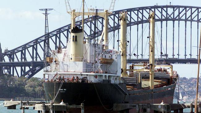 The Pong Su at docked in Snails Bay, Sydney Harbour after being intercepted.