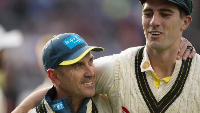 Justin Langer and Pat Cummins in England in 2019. Picture: Visionhaus