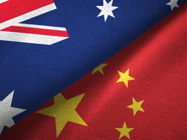 China and Australia flag together realtions textile cloth fabric texture