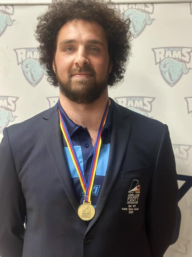 Glenunga's Abe Davis took out the Keith Sims OAM Medal with 25 votes. Picture: Adelaide Footy League